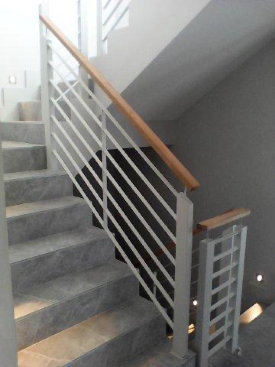 Steel balustrade with wooden handrail, Cape Town
