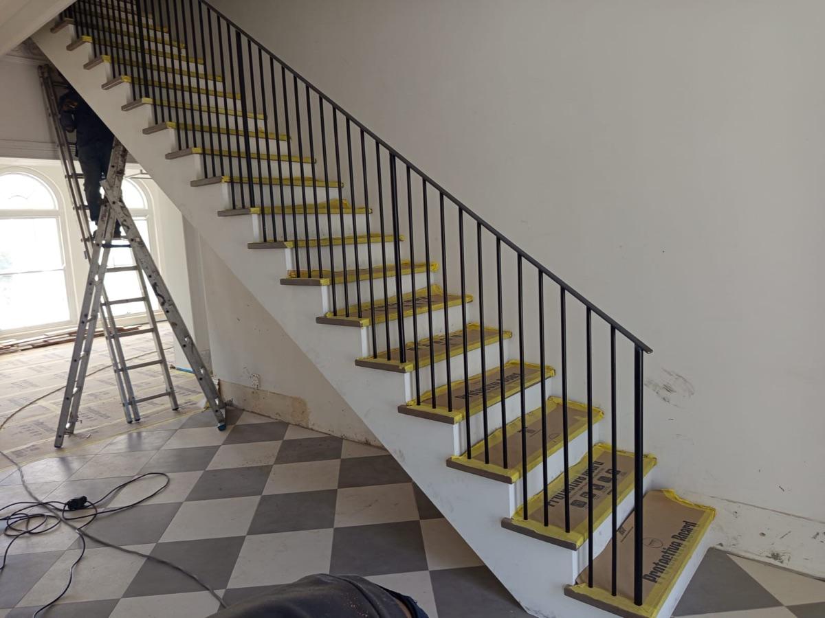 Custom steel staircase under fabrication, Cape Town