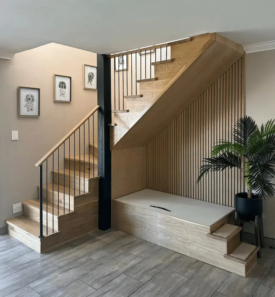 Bespoke straight steel staircase with timber treads, Cape Town