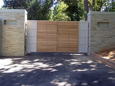 Bespoke wooden driveway gate in timber, Cape Town